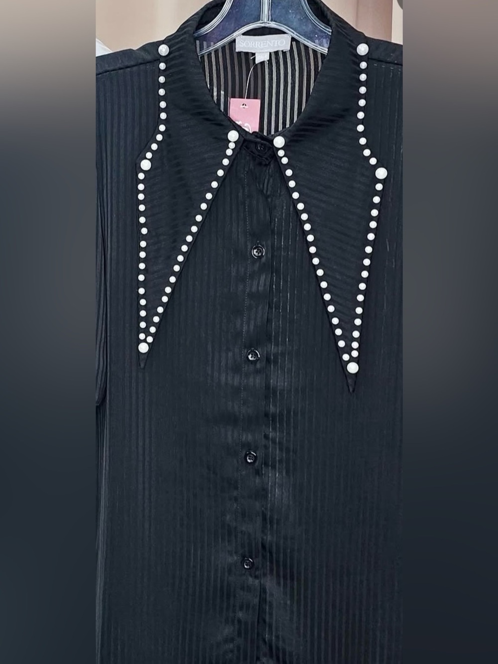 Sorento black pearl collar blouse